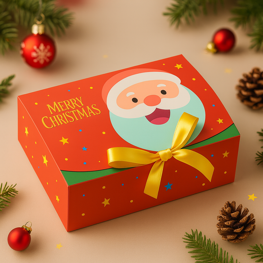 Big Red Santa Christmas Gift Box / Goodies Box With Ribbon – Premium Christmas Packaging