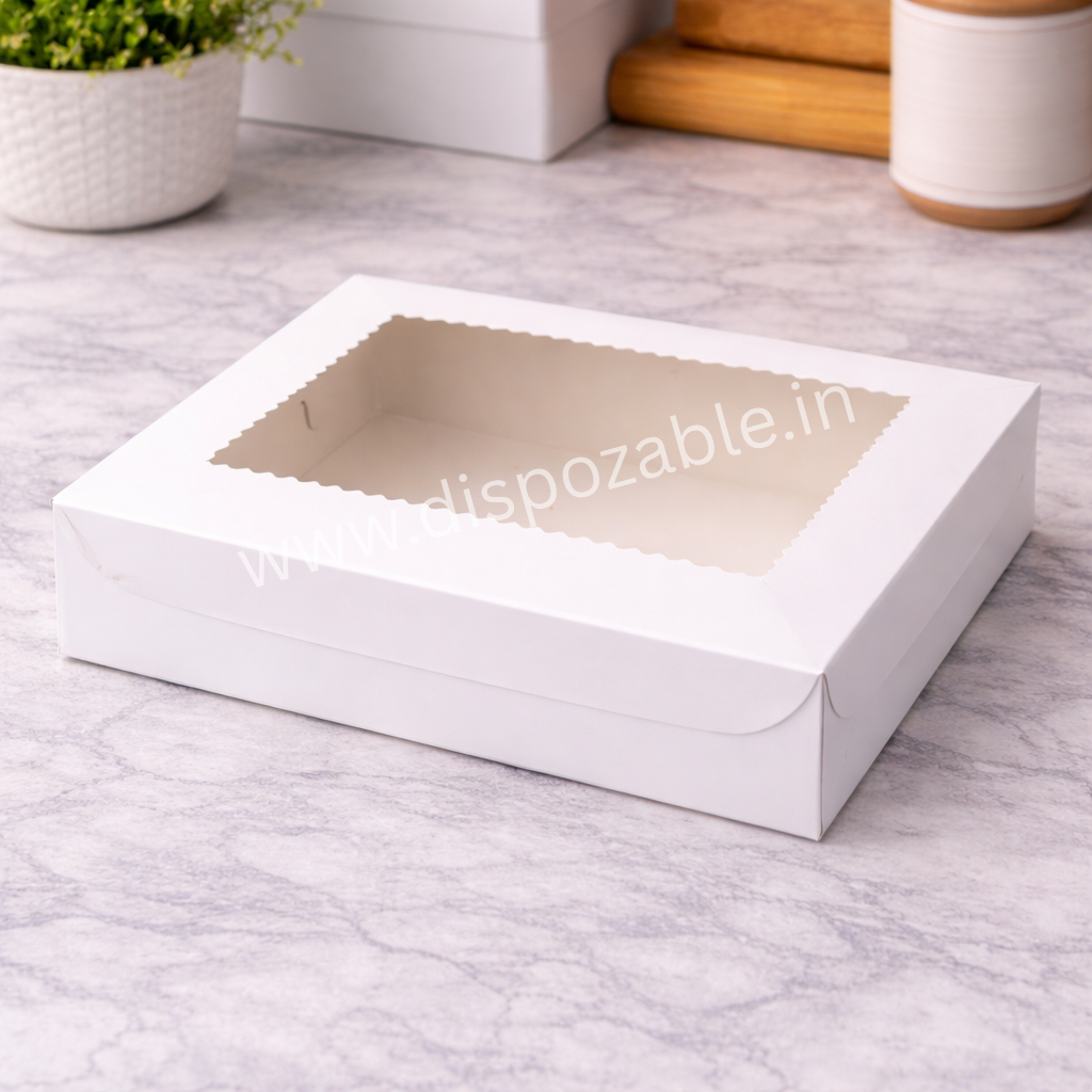 White 6 Brownie Box with Window – Premium Dessert Packaging