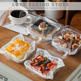 Clear Pvc Bento Cake Box | Clear Square Clamshell Cake Containers – 6-Inch PET Dessert Boxes with Hinged Lids