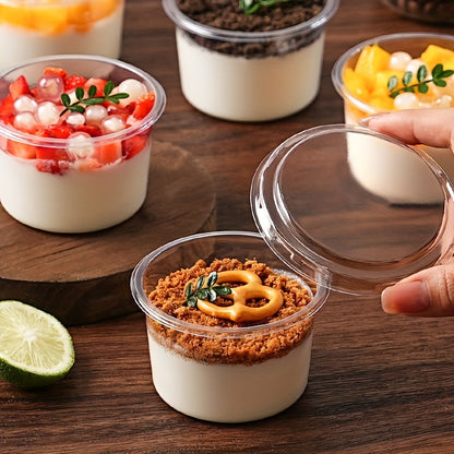 450ml Round Dessert Cup with Lid | Clear Disposable Pudding & Parfait Container