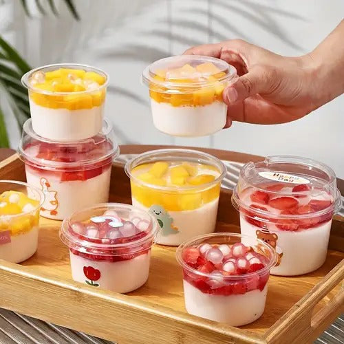Shop premium 150ml clear dessert cups with lid perfect for mousse, pudding,  tiramisu, yogurt, and layered desserts. Ideal for bakeries and catering. –  Dispozable