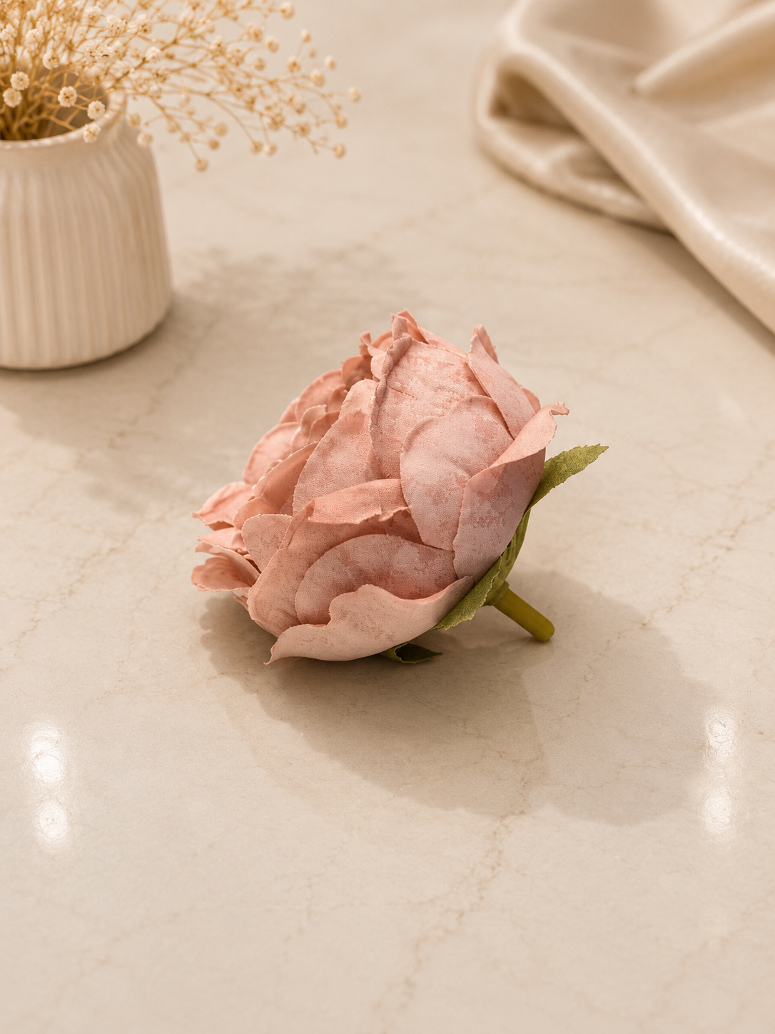 Premium Dusty Pink Artificial Peony Flower Head | Decorative Floral Accent for Gift Hampers & Luxury Packaging