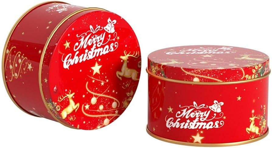 Red Merry Christmas Round Goodies Tin Box – Festive Gifting & Hamper Packaging