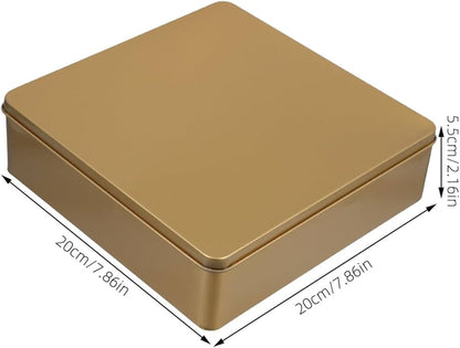 Premium Square Golden Tin Box | Reusable Metal Storage Box