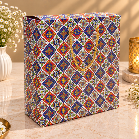Festive Print Window Big Hamper Bag with Rope Handle