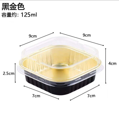 Black Square Aluminium Foil Dessert Cup with Clear Lid – 100ml Medium Bake & Serve Container