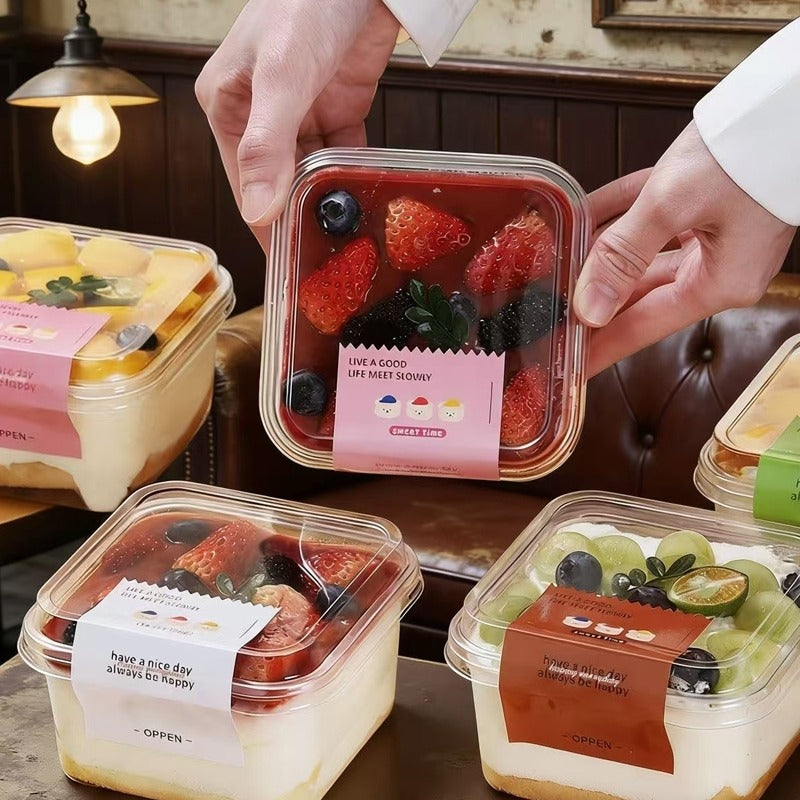 375ml Square Clear Dessert Container with Lid – Premium Tiramisu & Cake Packaging