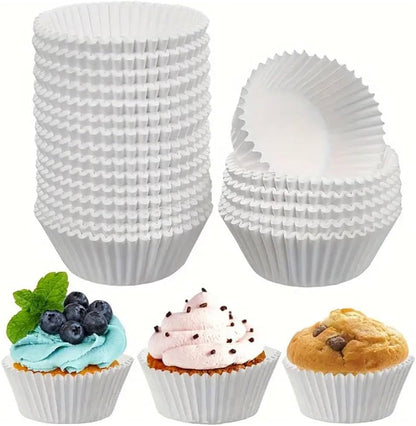 WHITE CUPCAKE LINER , BAKING CUPS / PAPER LINERS (PACK OF 500PCS) ( 8cms)