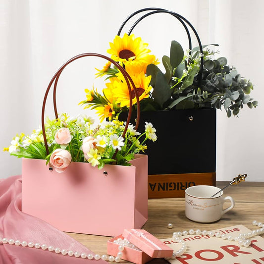 Black Aesthetic Waterproof Flower Gift Bags | Premium Rectangular Gift Bag with Handle