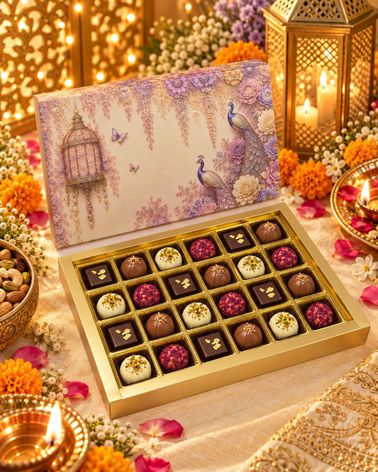 Purple Foil Print 18 Cavity Festive Chocolate & Mithai Box