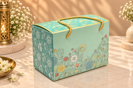 Festive Print 2 Jar Gift Box with Window & Handle