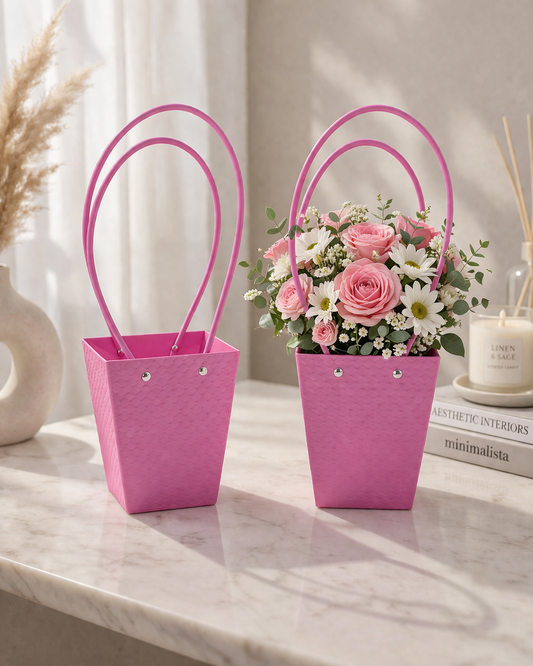 Purple Mini Textured Flower Carry Bag | Leakproof Gift & Bouquet Packaging