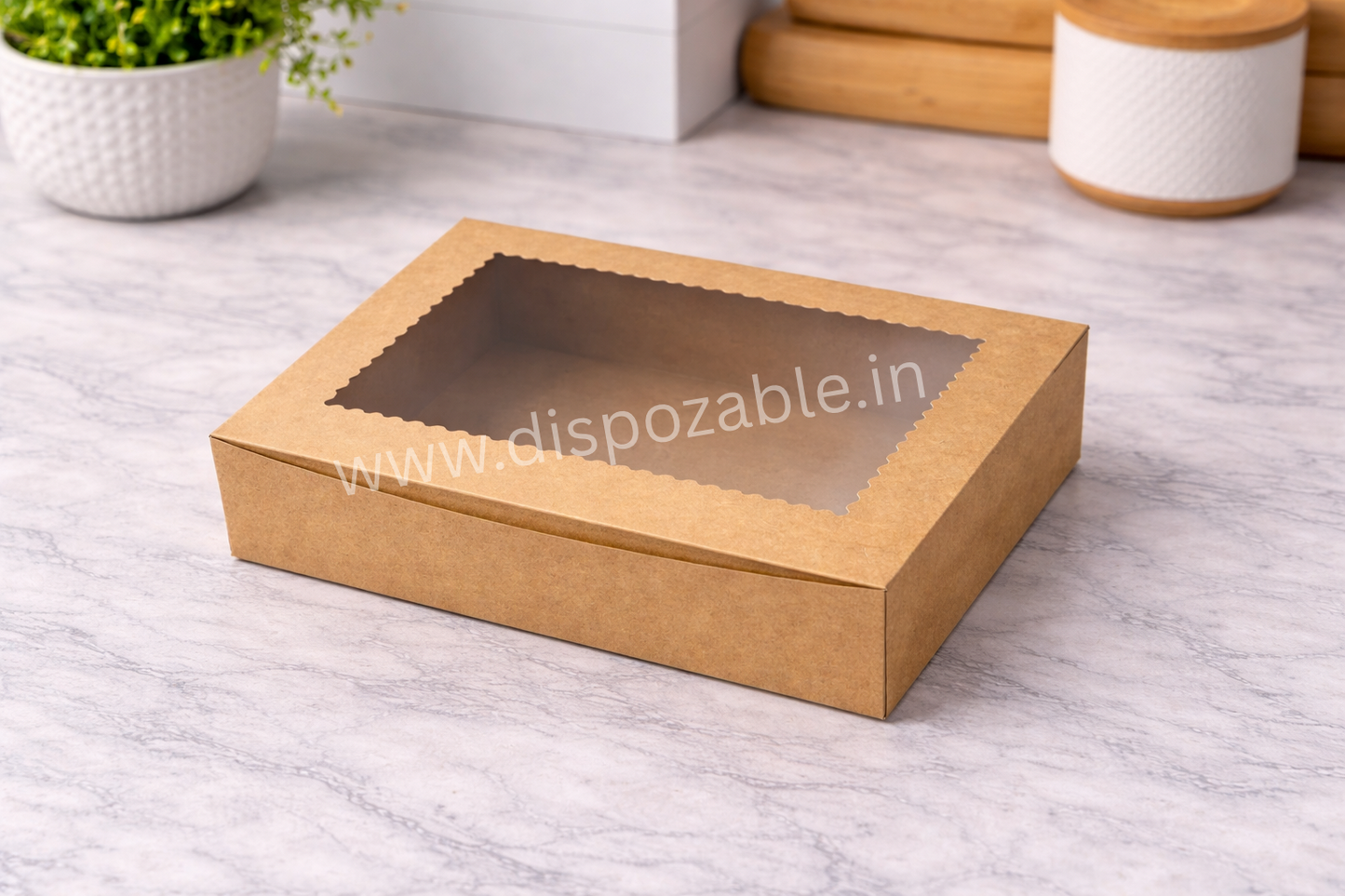 Kraft 6 Brownie Box with Window – Premium Dessert Packaging