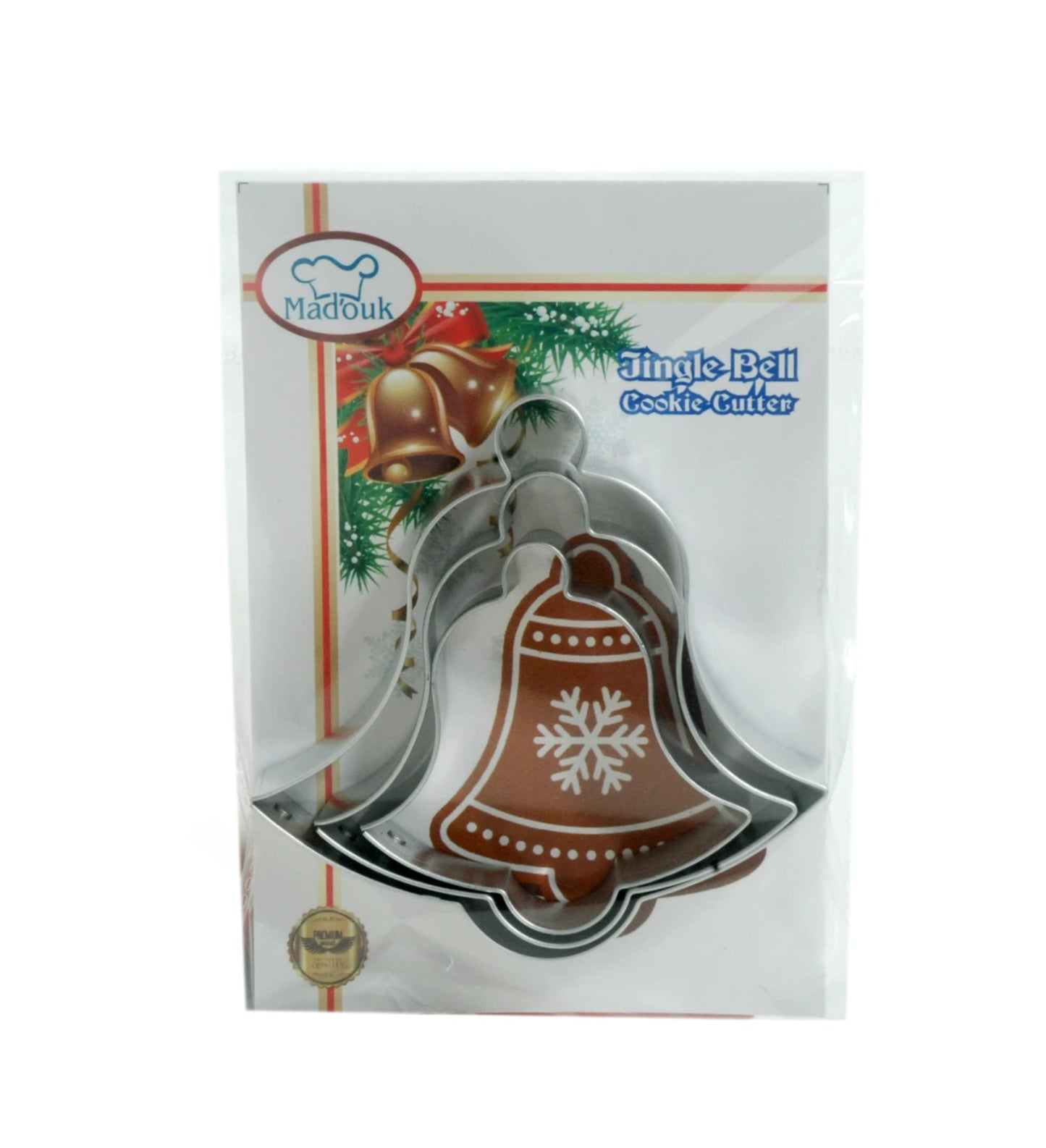 3-Piece Jingle Bell Cookie Cutter Set – Stainless Steel Christmas Cutters