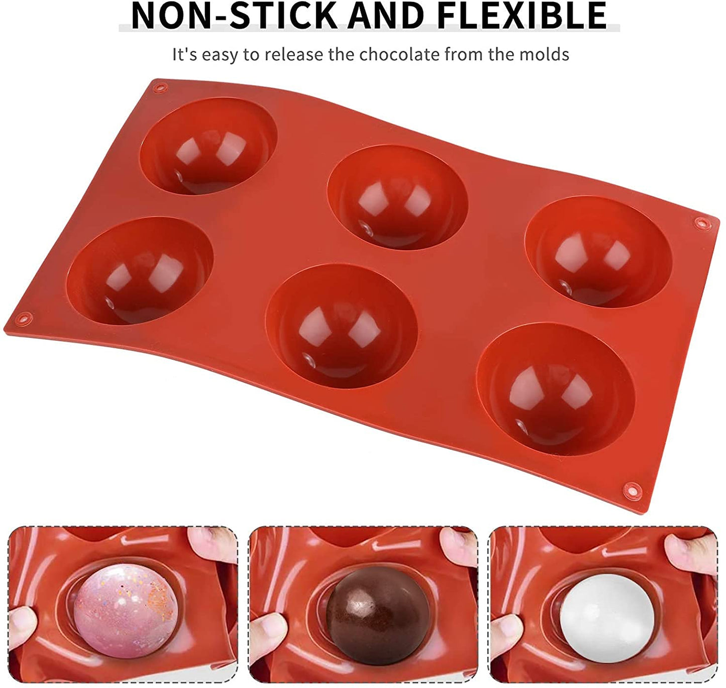 SILICON SEMI SPHERE HALF ROUND MOULD - 6 CAVITY