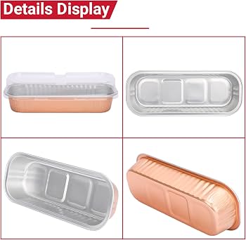 Rose Gold RECTANGLE FOIL BAKE&SERVE WITH LID | Long Cake Slice Containers with Clear Lids | Colorful Disposable Dessert Boxes for Pastries, Cakes, Treats