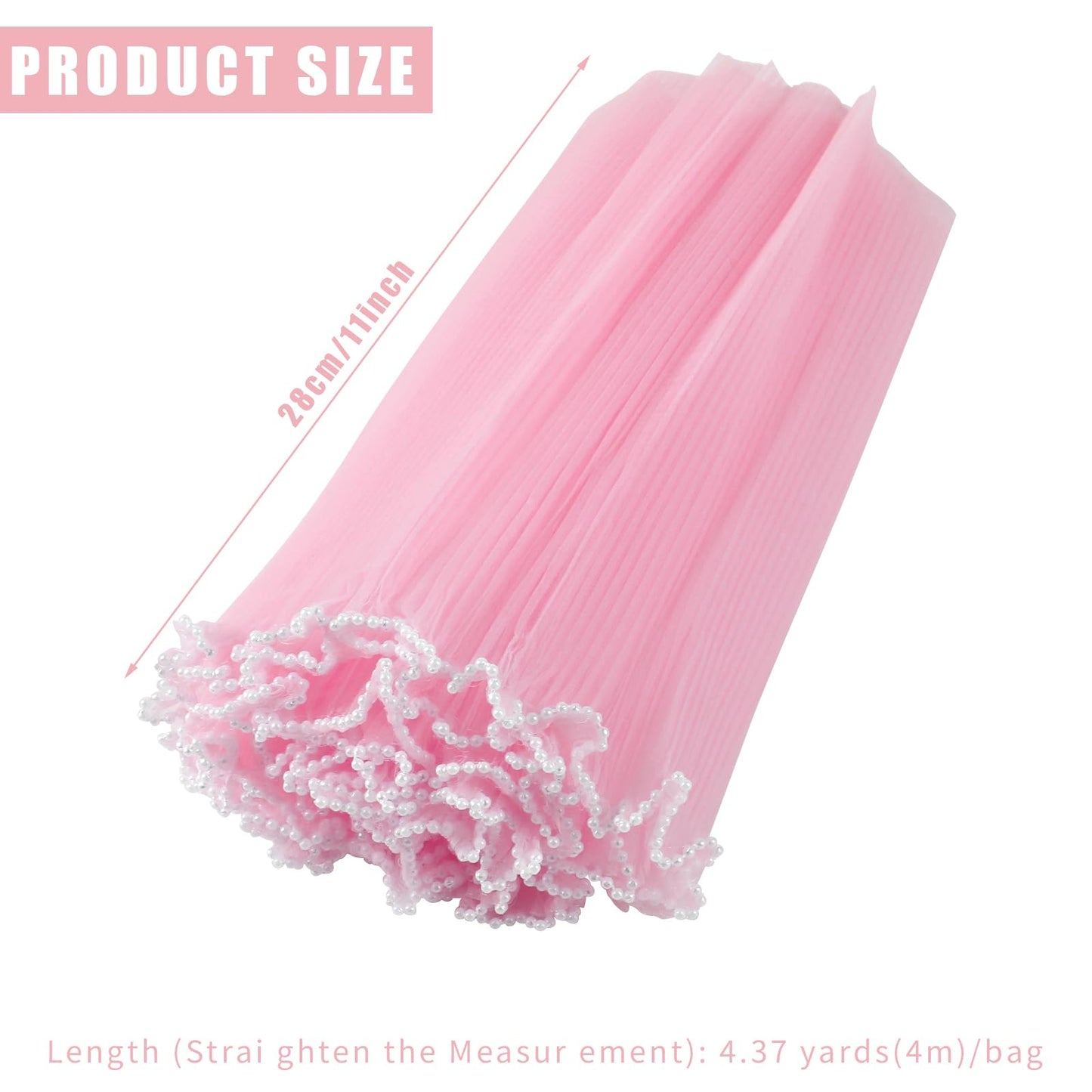 Elegant Pink Lace Flower Wrapping Roll With Pearl Edges – 28 cm × 3.5 m | Wedding & Gift Bouquet Wrap