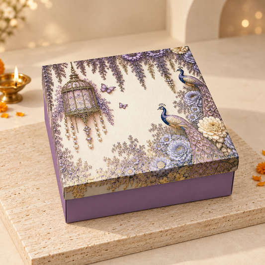 Royal Purple Foil Printed Luxury Hamper Box | 10x10x3.75