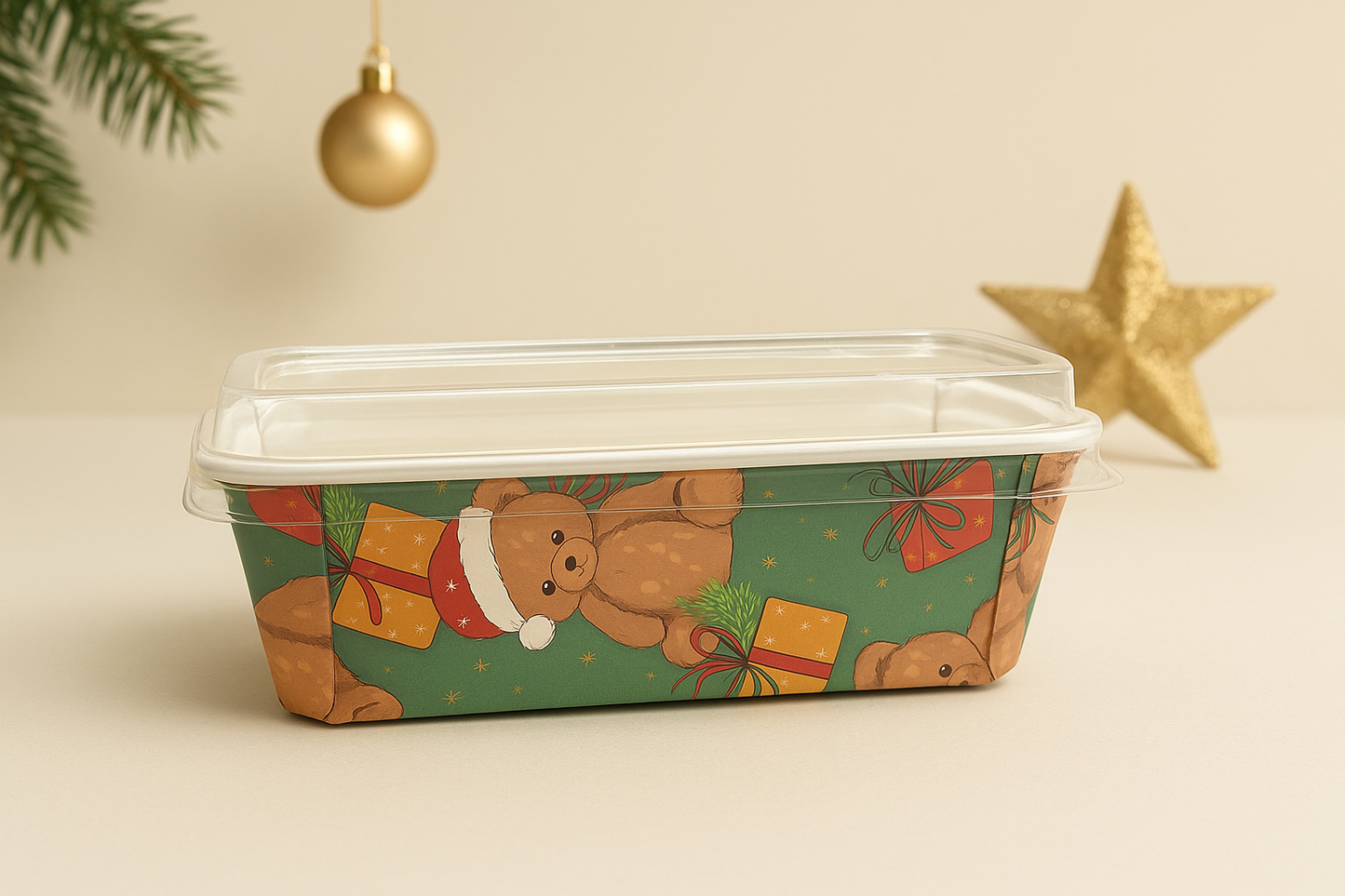Christmas Plum Cake Bake & Serve With Lid 250gms – Green Gingerbread Print