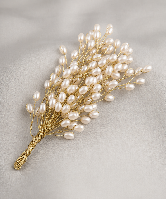 Premium Large Oval Pearl Bouquet Spray Pick | Decorative Floral & Hamper Embellishment