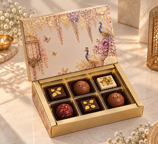 Purple Foil Print 6 Cavity Festive Chocolate & Mithai Box