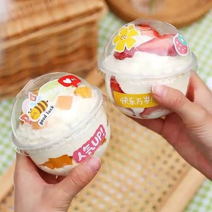 Imported Clear Plastic Dessert Cup with Dome Lid – 9 oz (270 ml) | Premium Transparent Dessert Container