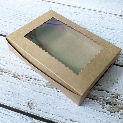 Kraft 6 Brownie Box with Window – Premium Dessert Packaging