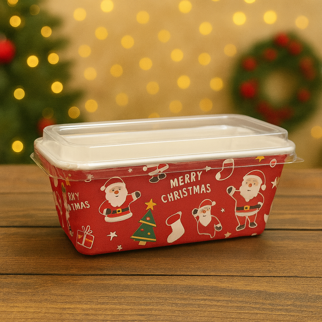 Christmas Plum Cake Bake & Serve With Lid 250gms – Red Santa Print