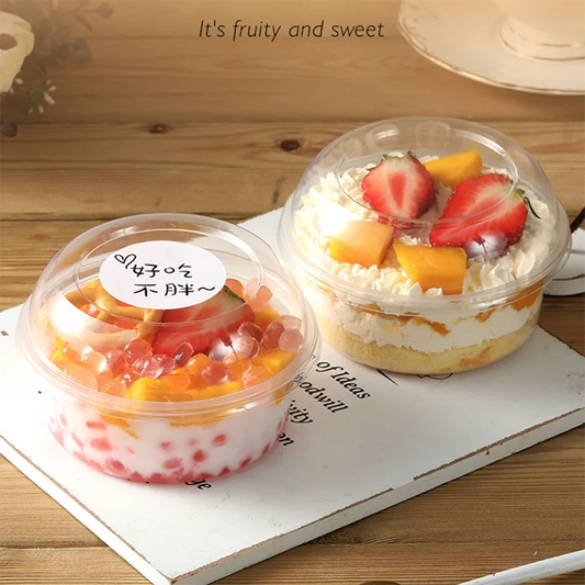 Clear Dome-Lid Round Dessert Cup – 400ml Dessert, Fruit, Yogurt & Parfait Bowl