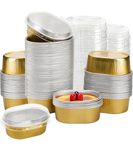 Oval Aluminium Foil Dessert Cup with Clear Dome Lid – 60ml Mini Bake & Serve Container