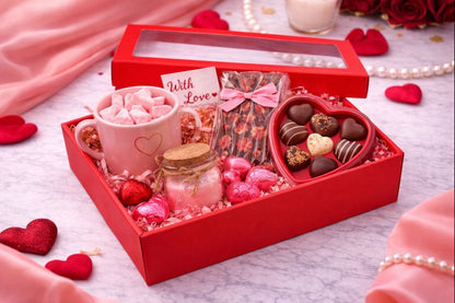 RED HAMPER BOX WITH TOP WINDOW LID