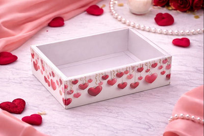 Valentine Heart Print Hamper Box – White
