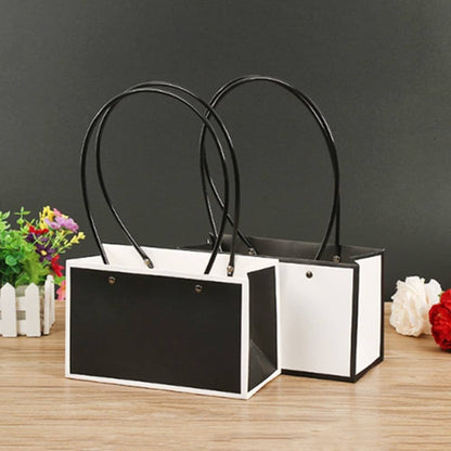 Black Waterproof Flower Gift Bags | Premium Rectangular Gift Bag with Handle for Gifting & Events