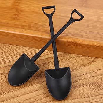Premium Black Mini Shovel Spoons – 12cm | Pack of 50