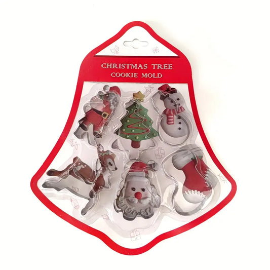 Christmas Baking Cookie Cutter Set (6 Shapes) – Stainless Steel Baking Moulds