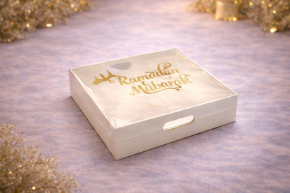 Ramadan Mubarak Premium Hamper Box – Clear Lid Festive Gift Packaging