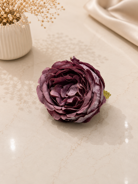 Premium Wine Purple Artificial Peony Flower Head | Decorative Floral Accent for Gift Hampers & Luxury Packaging