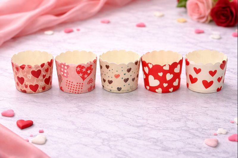 Valentine Heart Print Cupcake Liners | Muffin Bake&Serve – Assorted Festive Designs