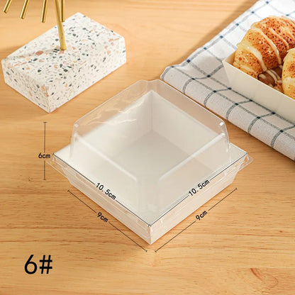 SMALL SQUARE BAKE AND SERVE WITH LID | Square Disposable Paper Dessert Boxes with Clear Lids – Eco-Friendly Packaging