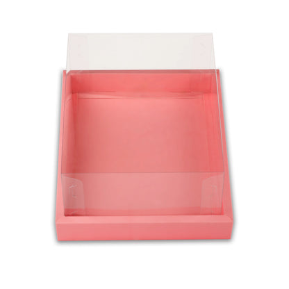 Pink Foldable Window Hamper Gift Box with Transparent Lid – Premium Packaging for Hampers, Desserts & Gift Sets