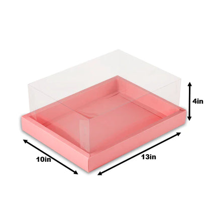 Pink Foldable Window Hamper Gift Box with Transparent Lid – Premium Packaging for Hampers, Desserts & Gift Sets