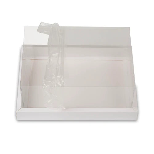 White Foldable Window Hamper Gift Box with Transparent Lid – Premium Packaging for Hampers, Desserts & Gift Sets