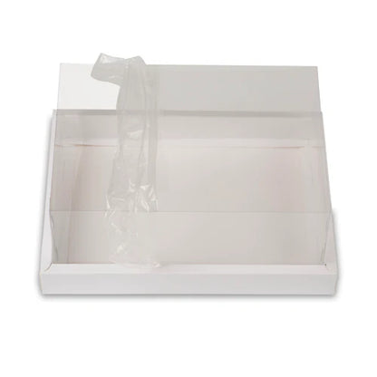 White Foldable Window Hamper Gift Box with Transparent Lid – Premium Packaging for Hampers, Desserts & Gift Sets
