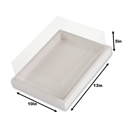 White Foldable Window Hamper Gift Box with Transparent Lid – Premium Packaging for Hampers, Desserts & Gift Sets