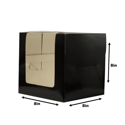 BLACK L WINDOW CAKE BOX | 8X8X8 INCHES 1/2KG CAKE BOX | TALL CAKE BOX