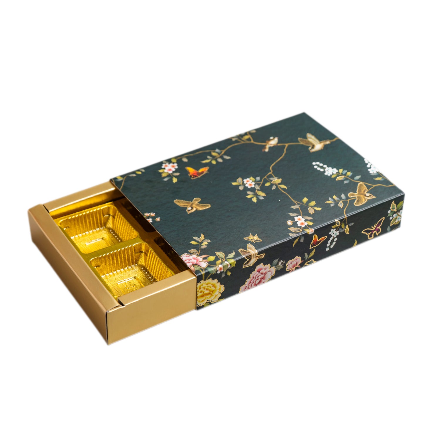 Luxury Festive Chocolate Gift Box – 6 Cavity | Green Elegant Floral Design