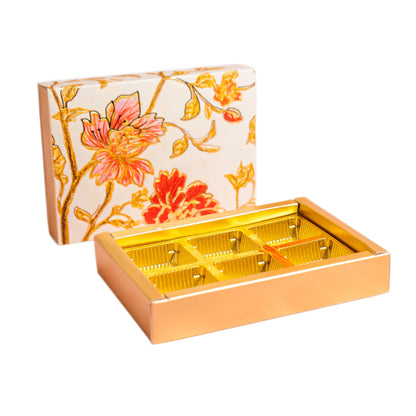 Luxury Festive Chocolate Gift Box – 6 Cavity |White Elegant Floral Design