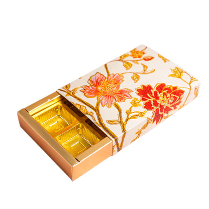 Luxury Festive Chocolate Gift Box – 6 Cavity |White Elegant Floral Design