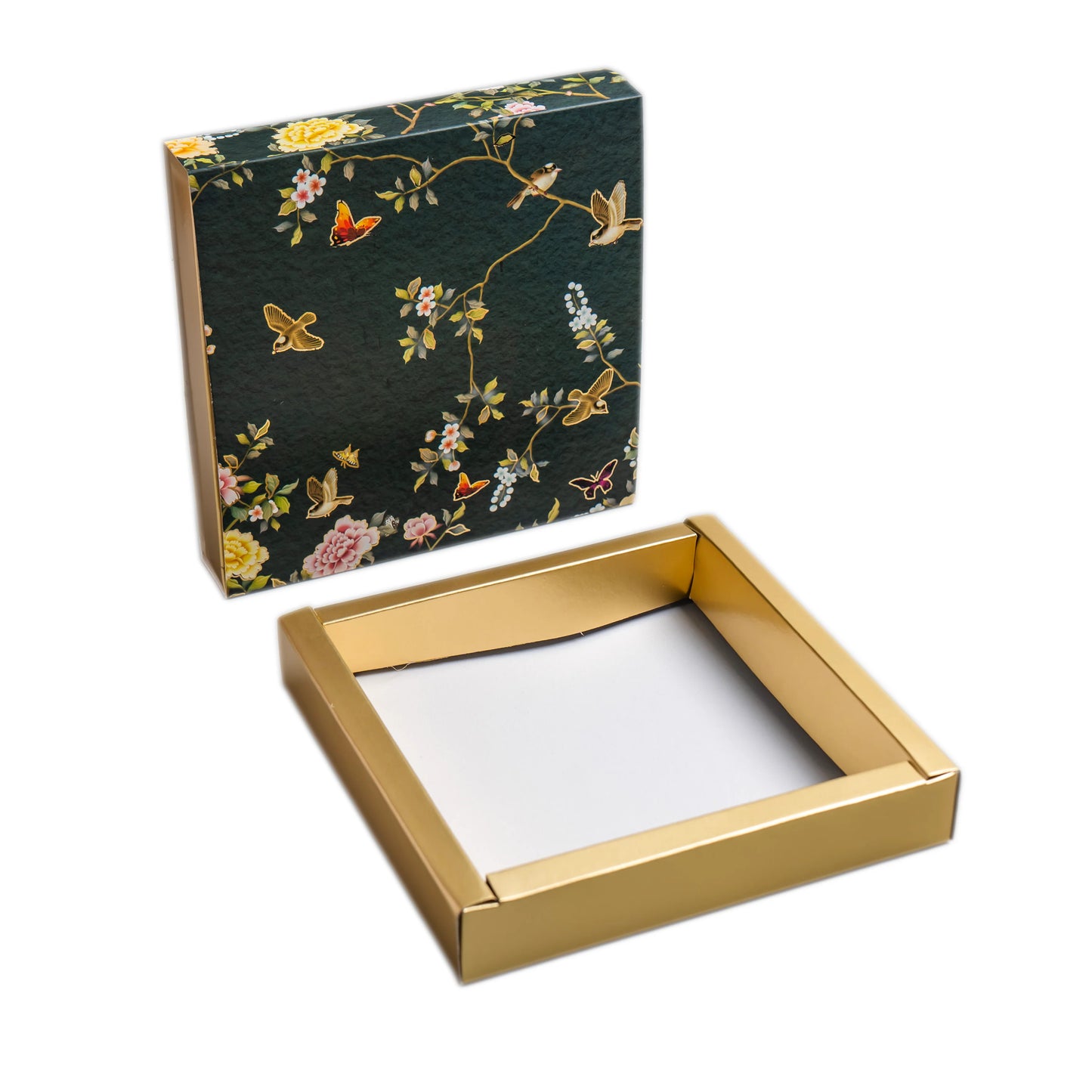 Luxury Festive Chocolate Gift Box – 9 Cavity | Green Elegant Floral Design