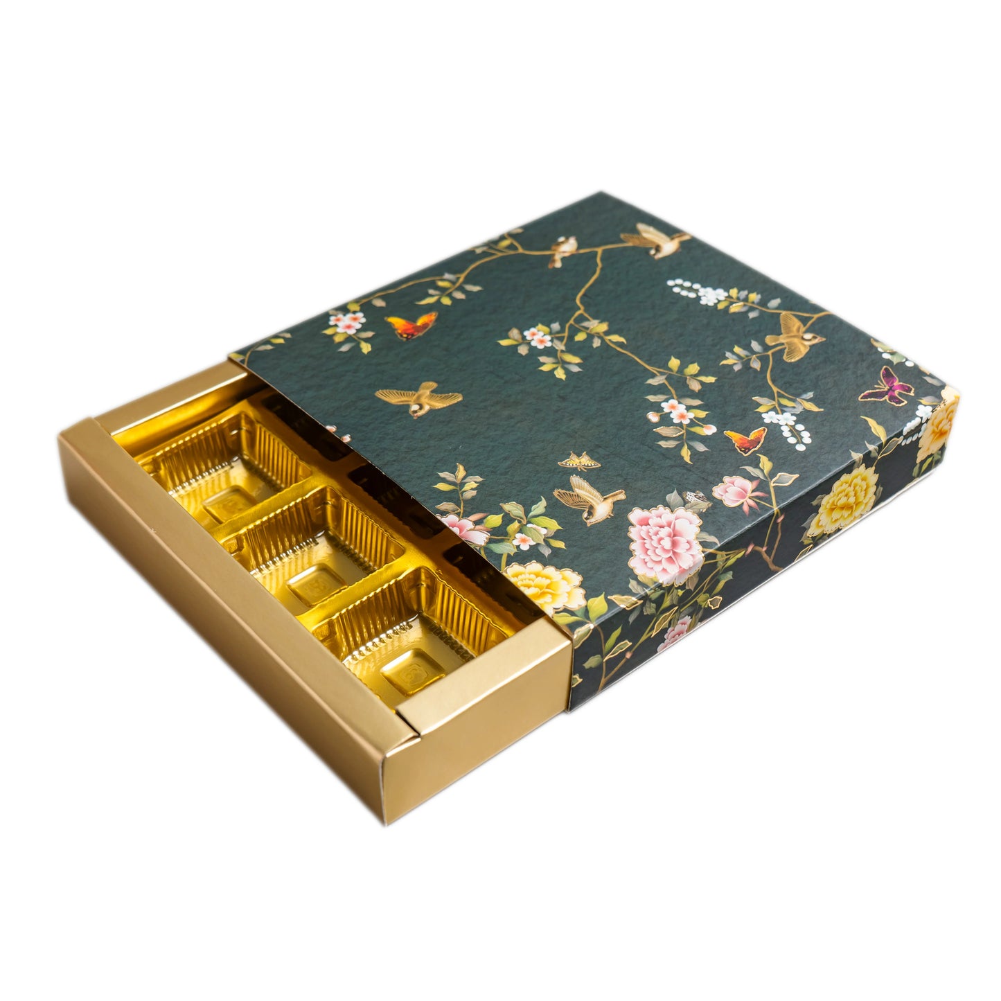 Luxury Festive Chocolate Gift Box – 9 Cavity | Green Elegant Floral Design